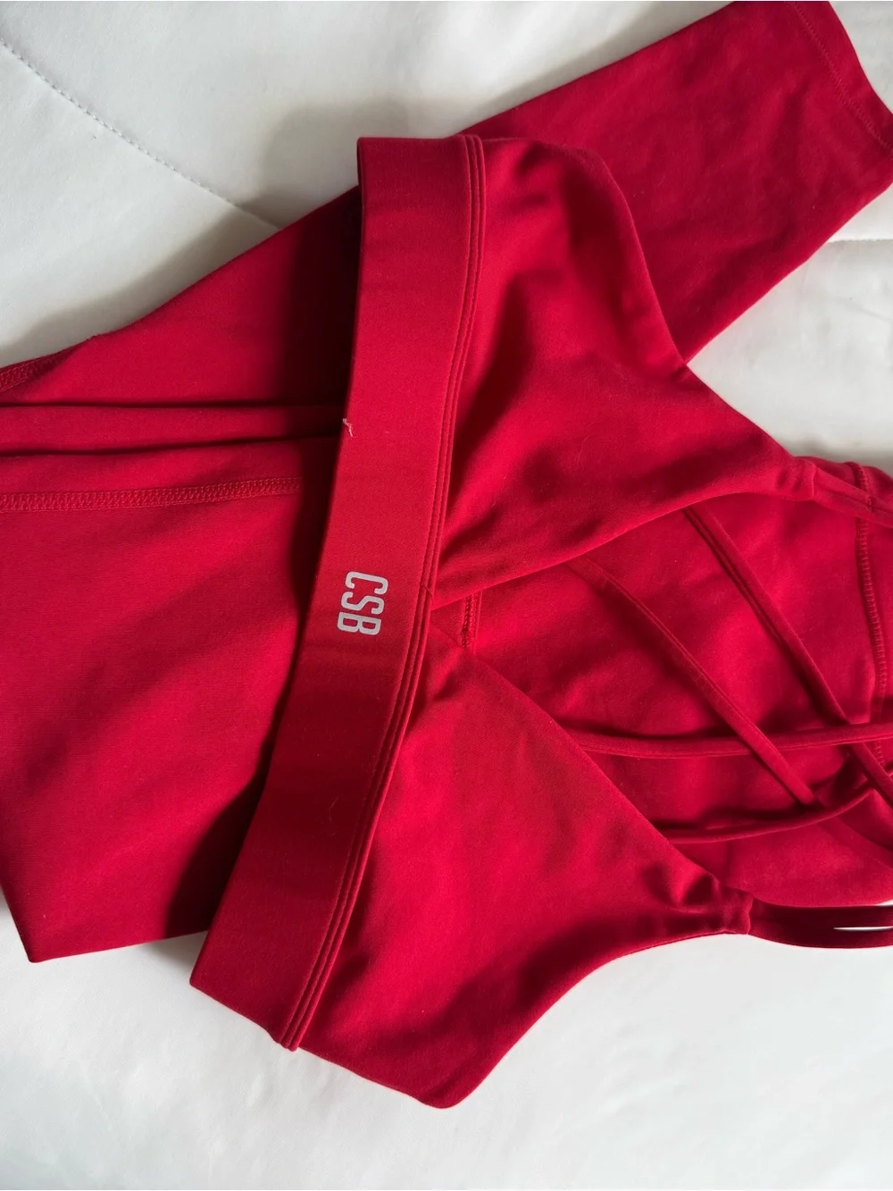 Crop Shop Boutique Red Strappy Bralette and Matching Leggings - Picture 2 of 4